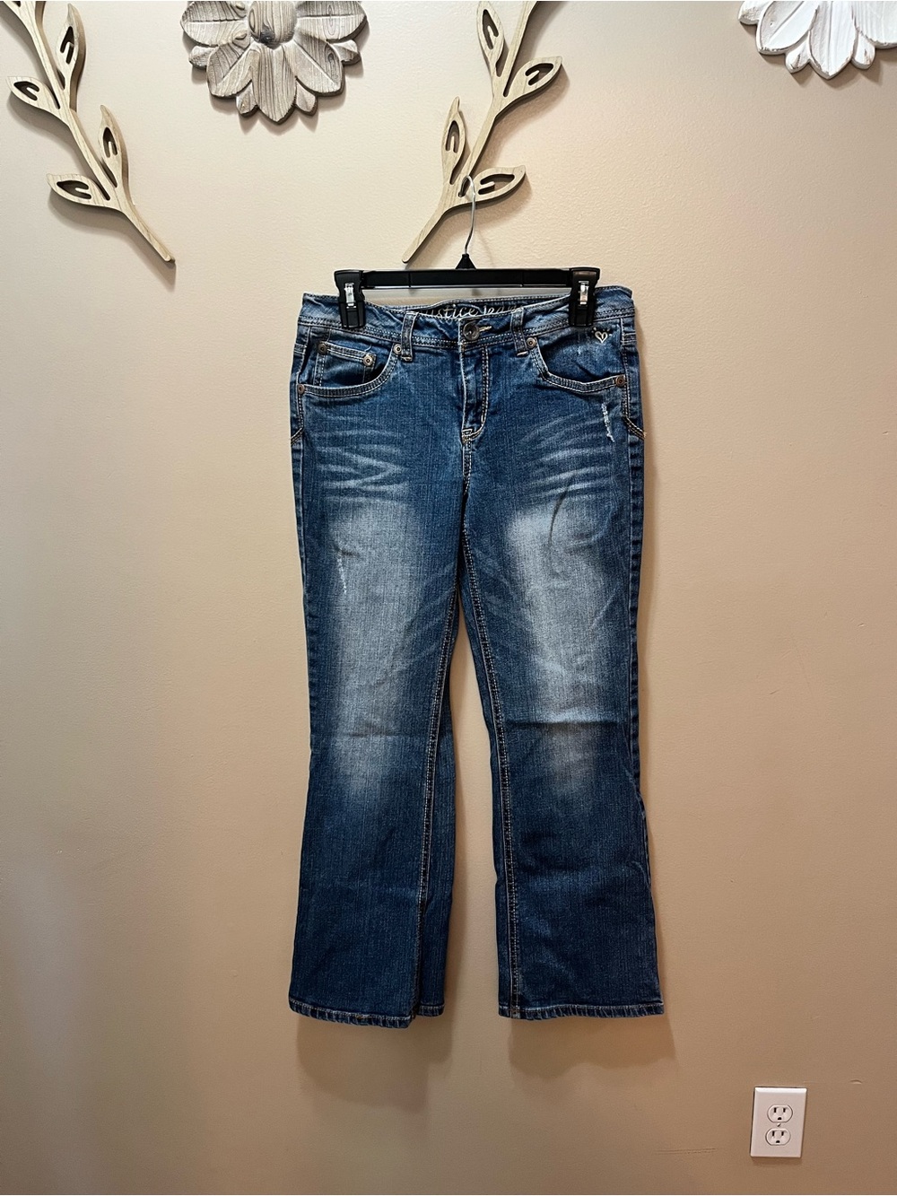 Justice Low Rise Bootcut Distressed Jeans Size 0-2